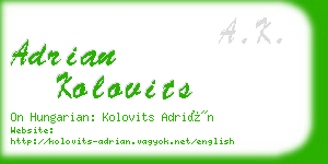 adrian kolovits business card